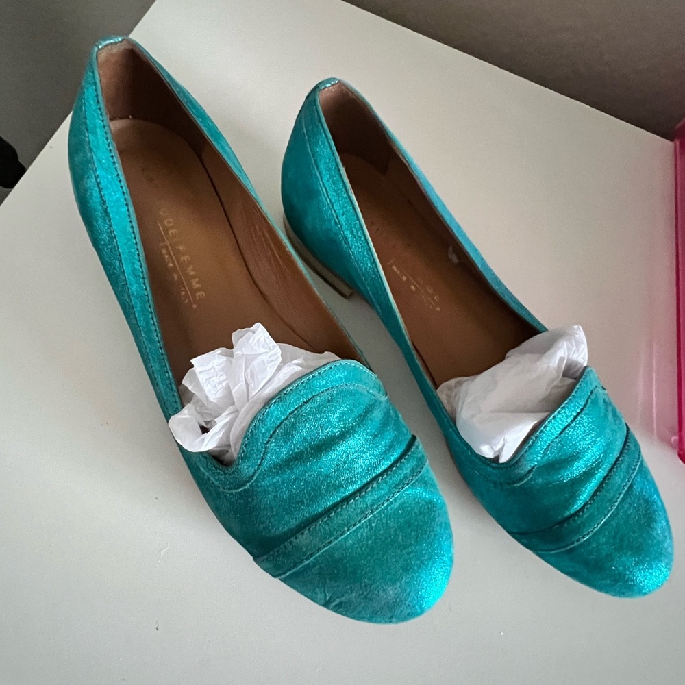 Vero cuoio Italian Leather Blue Flats